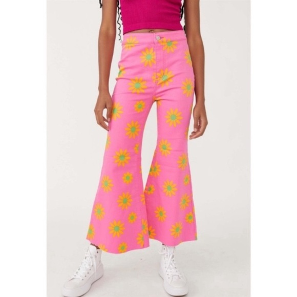 Free People Denim - Free People Youthquake Printed Crop Jeans NWT Size 32